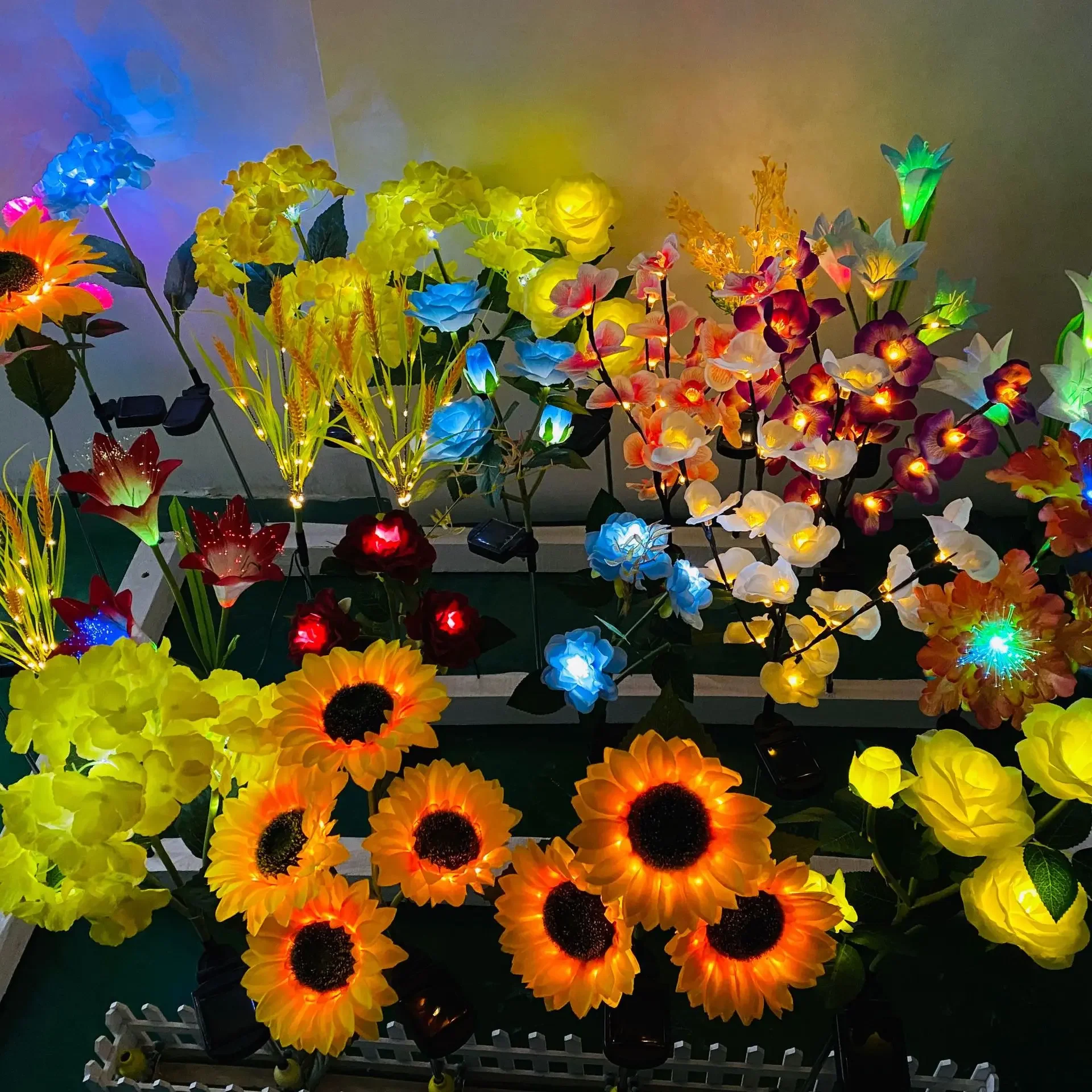 Solar lights garden light solar decoration light solar spot light 7 heads orchid rose waterproof outdoor