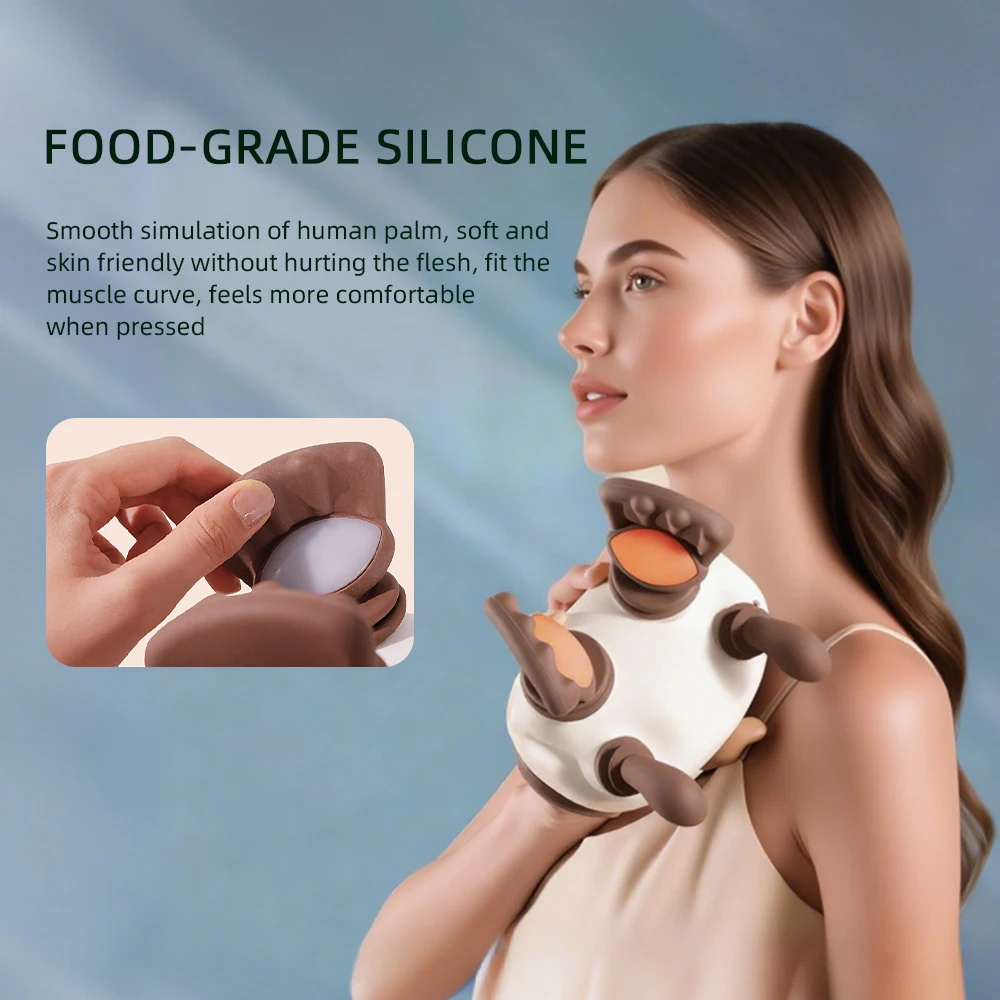 4D Bionic Hand Kneading Shoulder Neck Massager Portable Trapezius Muscle Pinching Massage Shawl Brushless Motor Neck masajeador