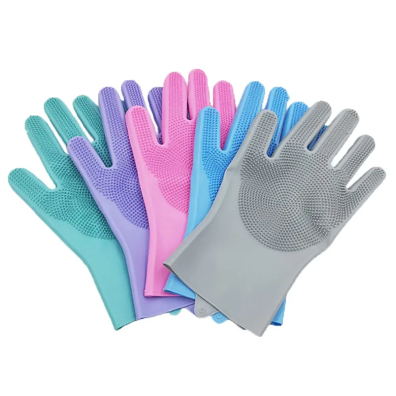 

1Pair Dishwashing Cleaning Gloves Silicone Rubber Sponge Glove Household Scrubber Kitchen Clean Tools Dropshipping Kitchen