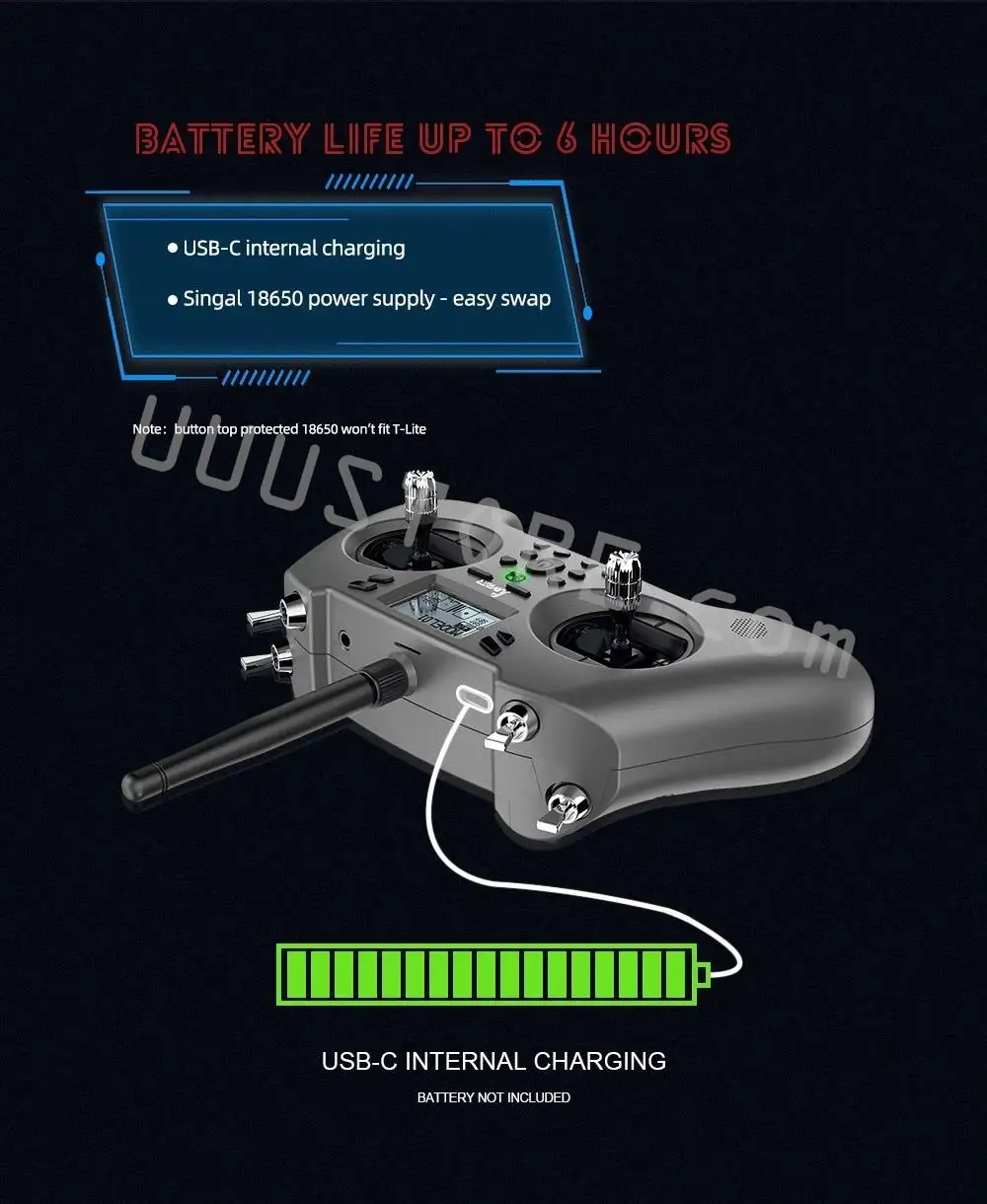 Jumper T-Lite V2 Transmitter - 2.4GHz 16CH Hall Sensor Gimbals Built-in ELRS/ JP4IN1 Multi-protocol OpenTX Transmitter for RC Drone Airplane FPV Remote Controller 10 Jumper T-Lite V2 Transmitter, BATTTERY LIIFE UP T6 6 HHIGURS Imumi