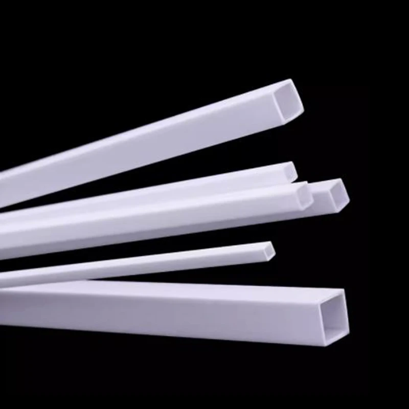 ABS Plastic Square Tube 10Pcs Hollow Square Bar Rods Styrene Rod for DIY Sand Table Architectural Model Making