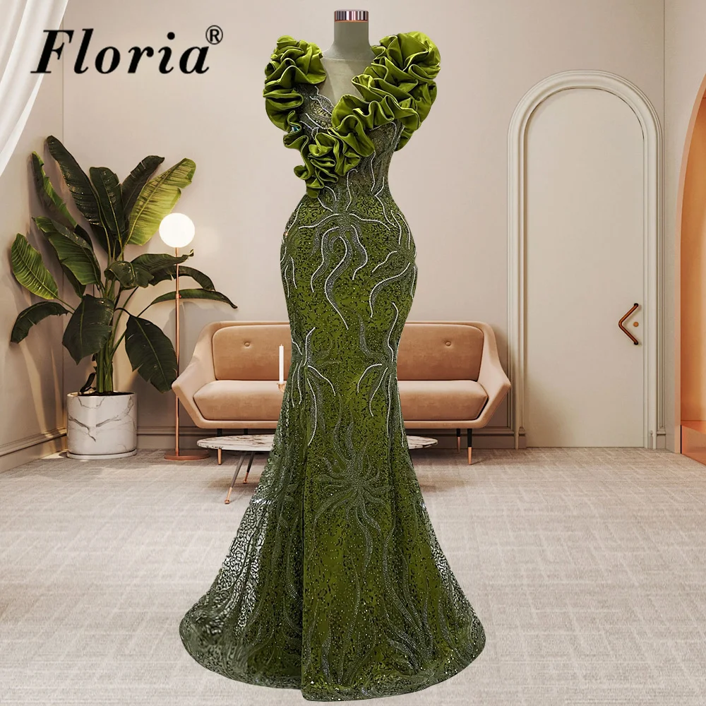 Vintage Green Mermaid Cocktail Dresses Sleeveless Beaded Prom Dresses For Women