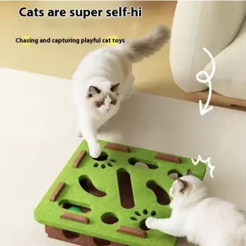 Pet Cat Puzzle Maze Holes Toys Felt Box With Bell Ball Kitten Playing Toys Interactive Funny Cat Supplies 1