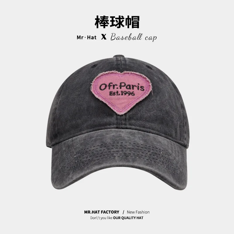 Y2K Pink Bow Baseball Cap Women - Korean Washed Denim Snapback Summer Adjustable Embroidered Dad Hat for Girls