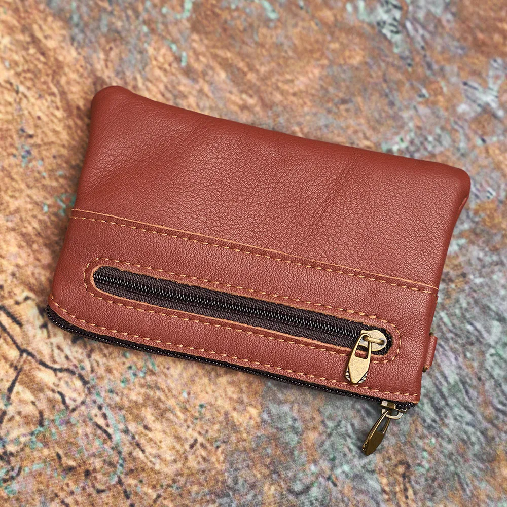 NASVA Genuine Leather Men's Wallet Retro Coin Bag Zipper Small Wallet Pocket For Men Women With Card Holder coin purse coin wallet change bag women wallet card wallet