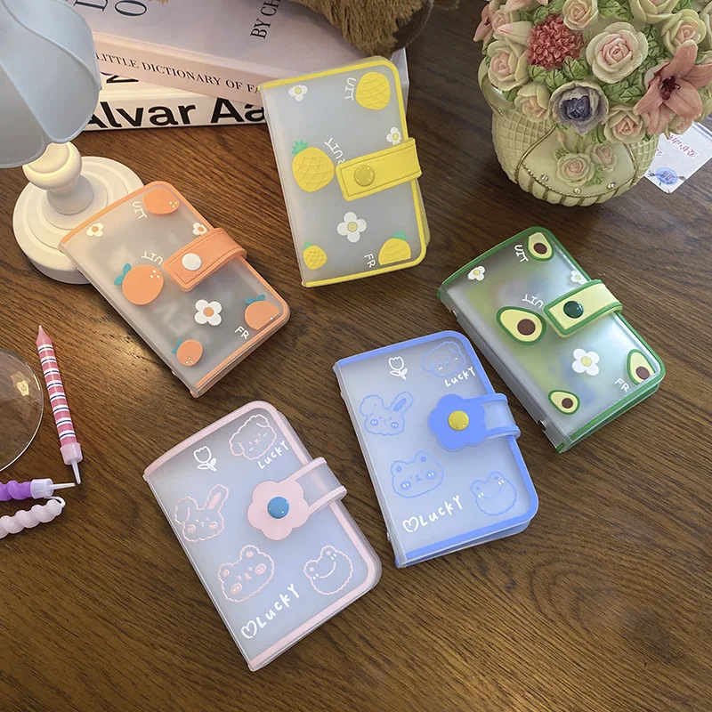 

20 Slots Card Holder Name Card Storage Bag Badges Case Ultra-thin Matte Transparent Cartoon Card Holder for Credit Card Storage