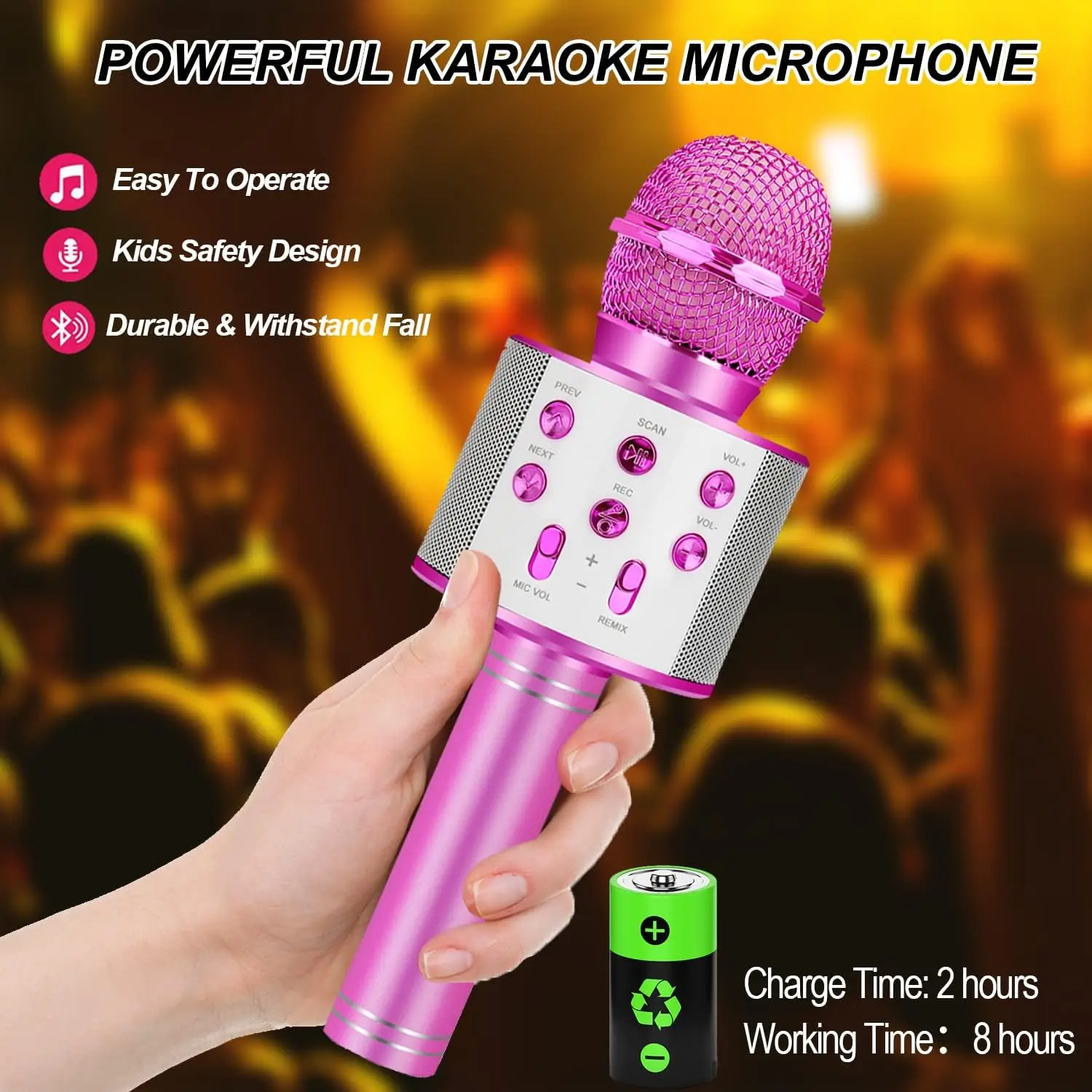 Kids Microphone for Singing, Wireless Bluetooth Karaoke Microphone