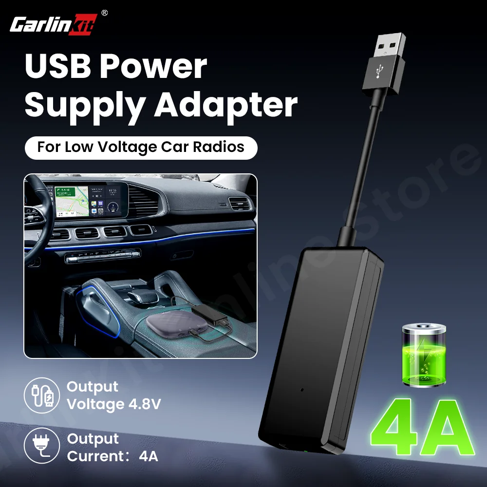 

CarlinKit USB Power Supply Box Adapter 4A Output Insufficient Solution Car Accessory Work with Carlinkit Devices