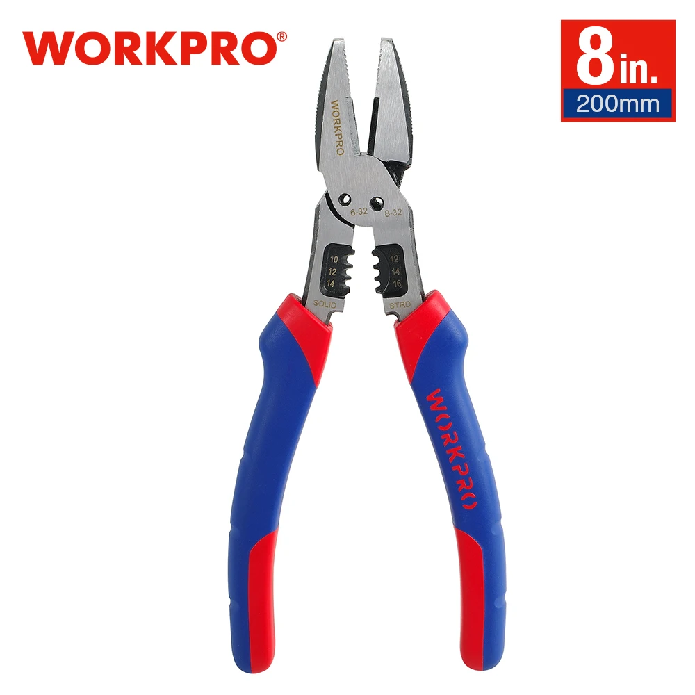 Workpro 8" Multi Pliers Combination Pliers Multifunctional Plier For Crimping Stripping Crimper