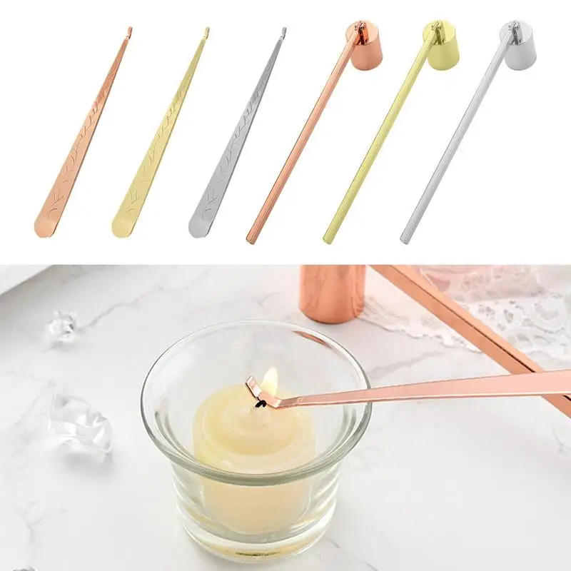 Stainless Steel Candle Snuffer Flame Wick Tool Oil Lamp Dipper Extinguish Trimmer Cutter 17cm Put Off Rose Gold Black Silver
