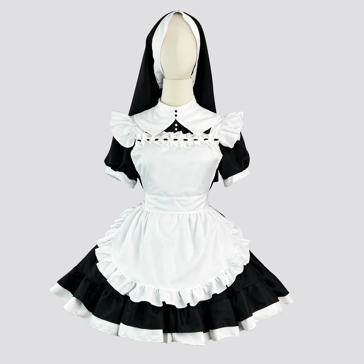 

Anime Nuns Original Design Cosplay Girl Lolita Maid Uniform nun Black Sexy Dress Large Size Halloween Costumes for Women