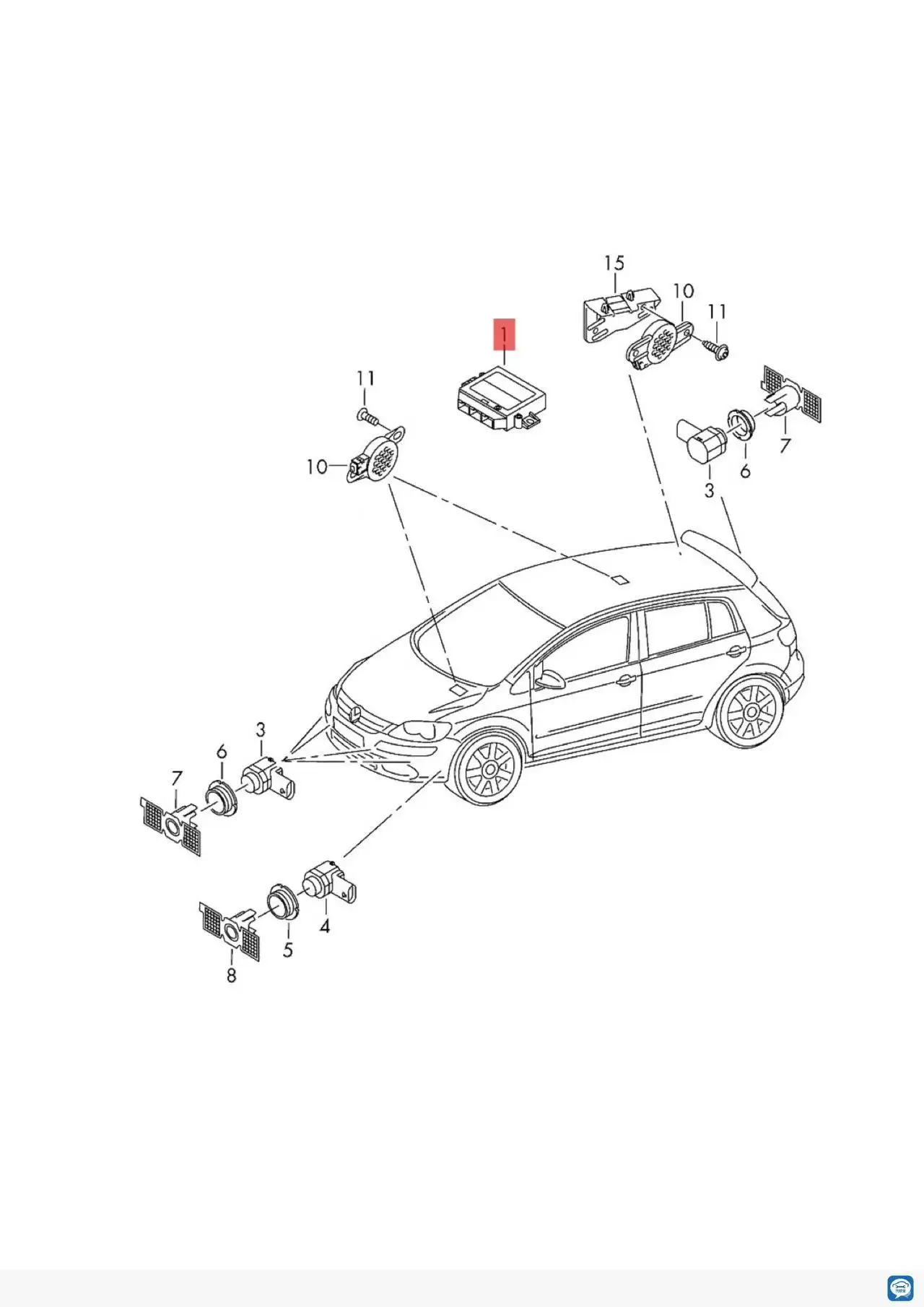 5K0919475E 5K0919475C VW 골프용 후방 레이더 제어 모듈 5K0919475 5K0919475B