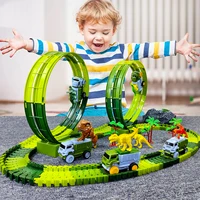 Electric Dinosaur Car Track Flexible Magic Climbing Railway Toy with LED Light High-Quality Race Track for Kids
