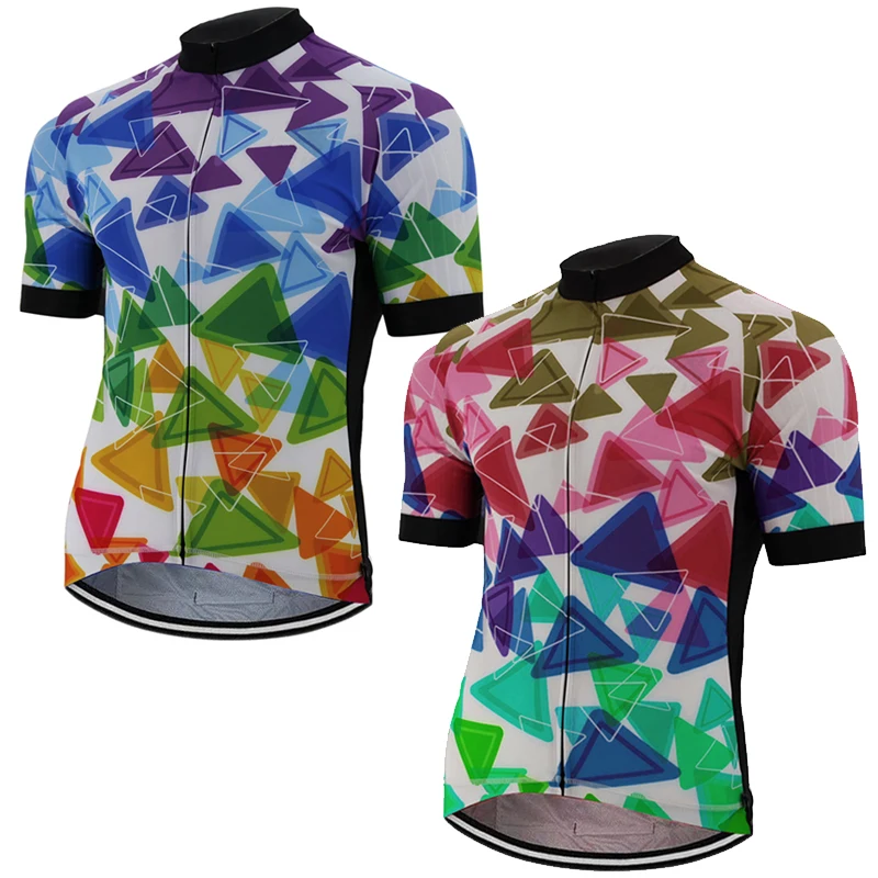 

Men's Colored Triangle Cycling Jersey Bike Clothing Bicycle Wear Short Sleeve Customizable