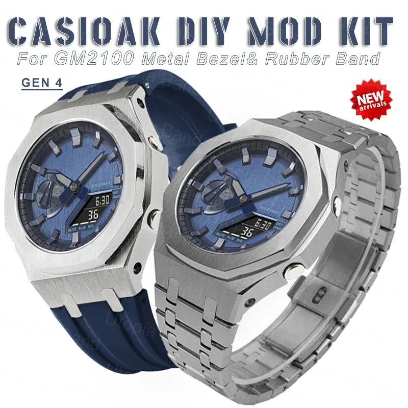 

Gen4 Refit Mod Kit For Casioak GM2100 Watch Luxury Stainless Steel Case For GM2100 Metal Bezel Rubber Strap Band With Screws