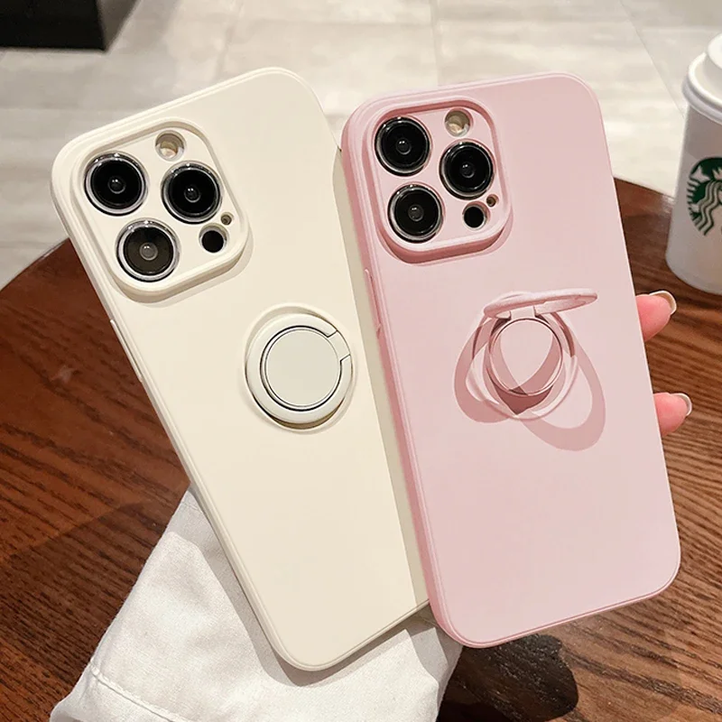 

Luxury Liquid Silicone Magnetic Cases For iPhone15 14 13 12 11 Pro Max XS XR 8 7 Plus SE 2020 14Pro Soft Covers With Ring Holder