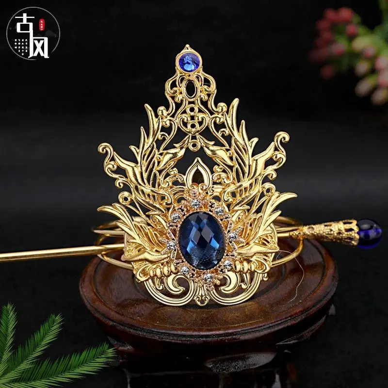 Фото Китайские традиционные Мужские украшения головной убор Hanfu Мужская и женская одежда для волос искусственная Мужская винтажная туинга Topknot подходит для мужчин и женщин №2