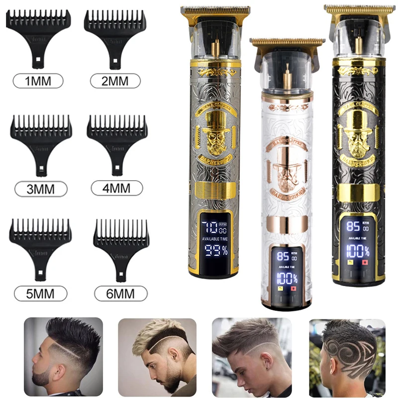 

New Hair Trimmer Clipper Hair Electric Barber T9 Upgraded LCD USB Rechargeable Electric Push Shear Hair Cutting Machine For Men