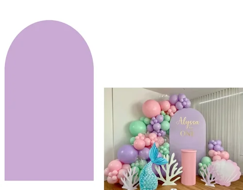 일반 단색 보라색 키아라 아치 커버, 생일 파티 장식 배경, 베이비 샤워 포토콜 포토 부스 배경, 탄성 2