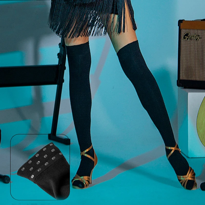 

Women Latin Dance Socks Black Non-Slip Latin Stockings Female Ballroom Latin Stockings Stage Latin Dance Accessories SL7345