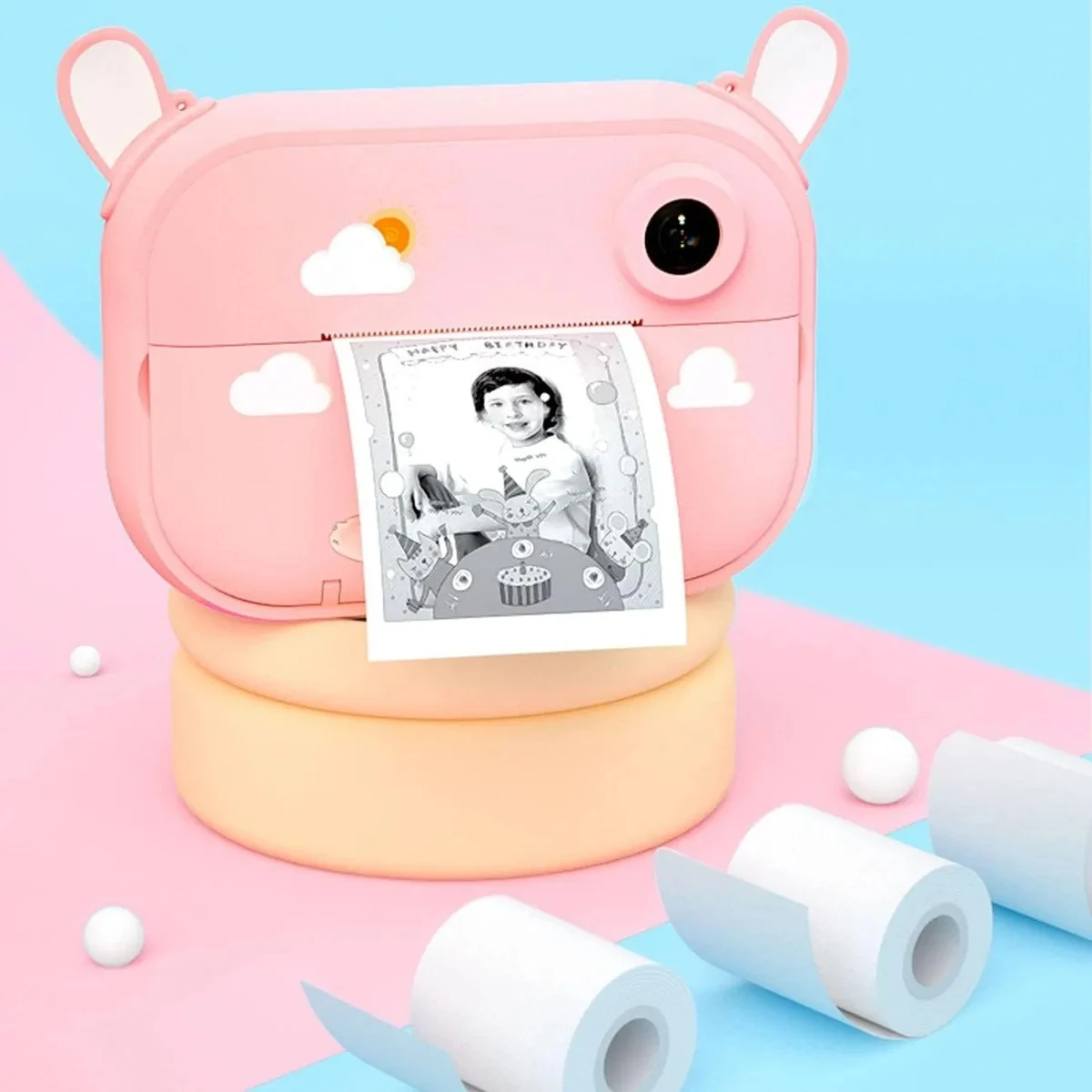 12 롤 어린이 인스턴트 카메라 리필 인쇄 용지 필름 57mm 휴대용 금전 등록기 모바일 프린터 용 코어리스 열전 사 인쇄
