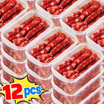 12/1PCS Scatole per la conservazione del frigorifero Cucina Organizzatore di alimenti freschi con coperchio Trasparente Contenitore per alimenti per spezie per frutta e verdura 1