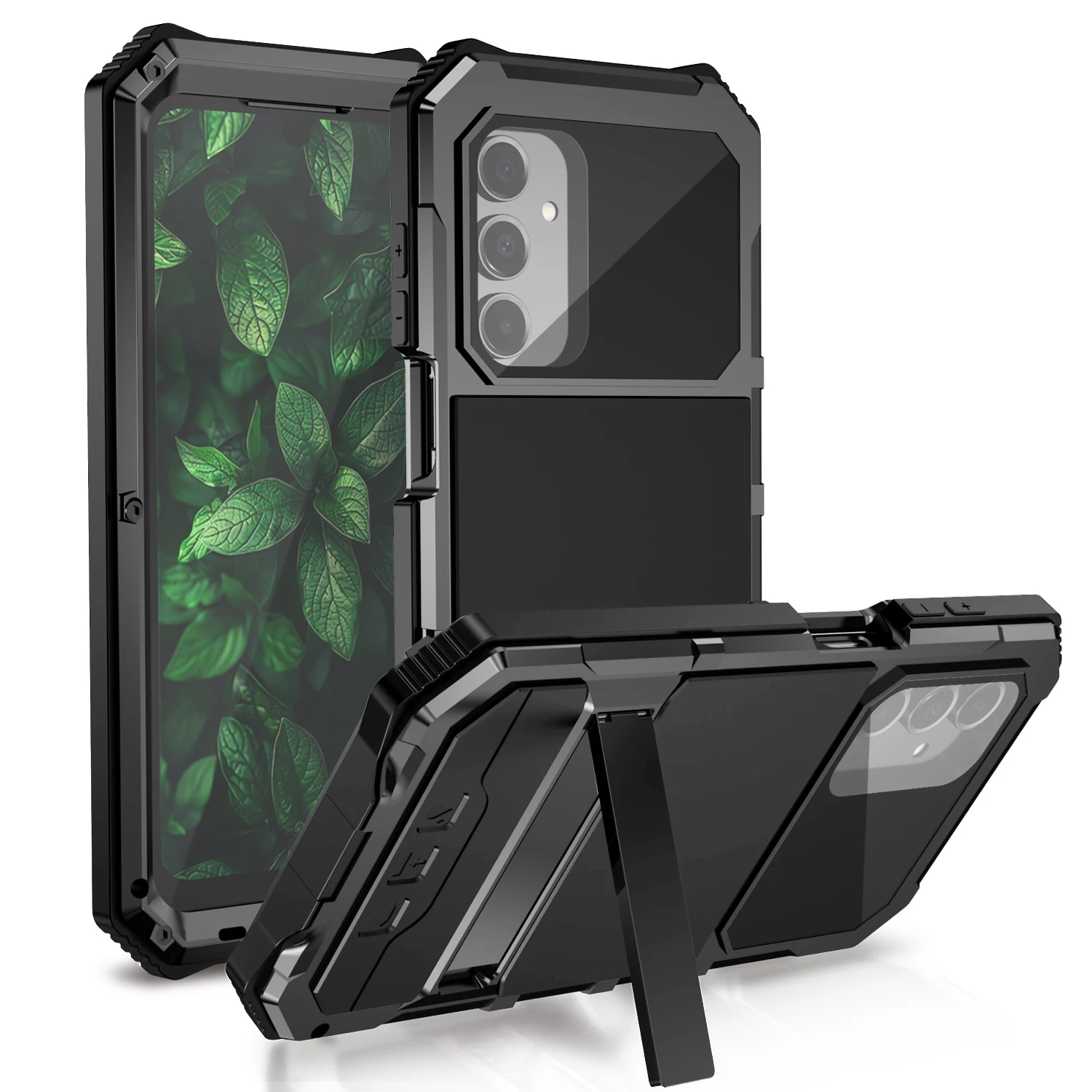 Heavy Duty Metal Armor Shockproof Phone Case with Built-in Screen Protection