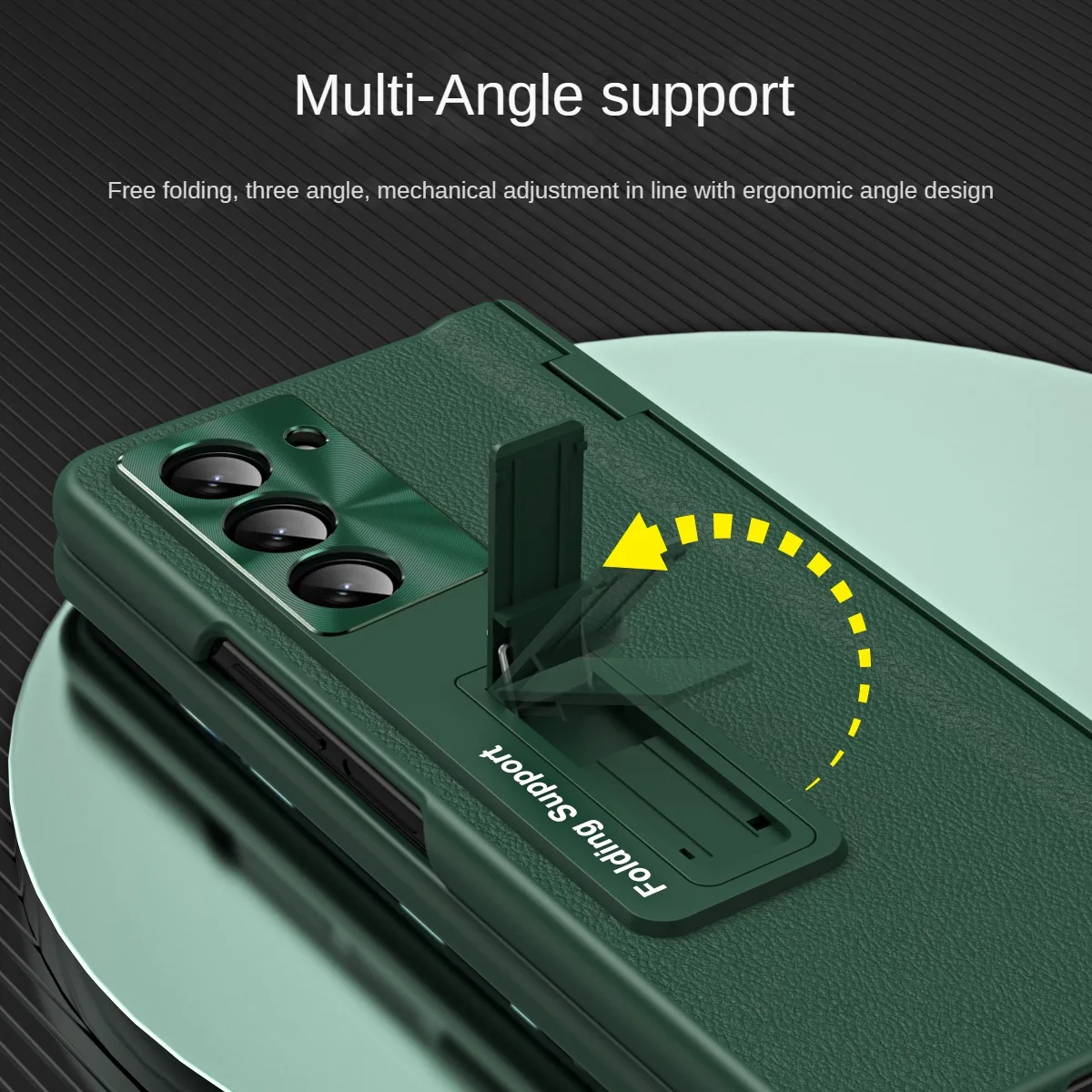 For Samsung Galaxy Z Fold 6 5 4 3 Case Luxury Matte Leather Bracket Folding Hinge Tempered Film Protection Shockproof Hard Cover