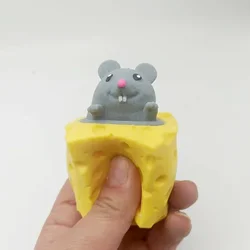 Interactive Cheese Block Stress Relief Toy with Pop - Up Mouse and Hide - And - Seek Figures (Grey)
