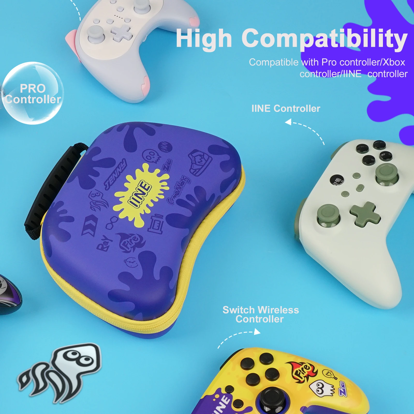 Nuovo Iine Per Il Xbox 1/S/X Series Purple Splatoon Controller Storage Bag Compatibile Per Switch Pro Controller