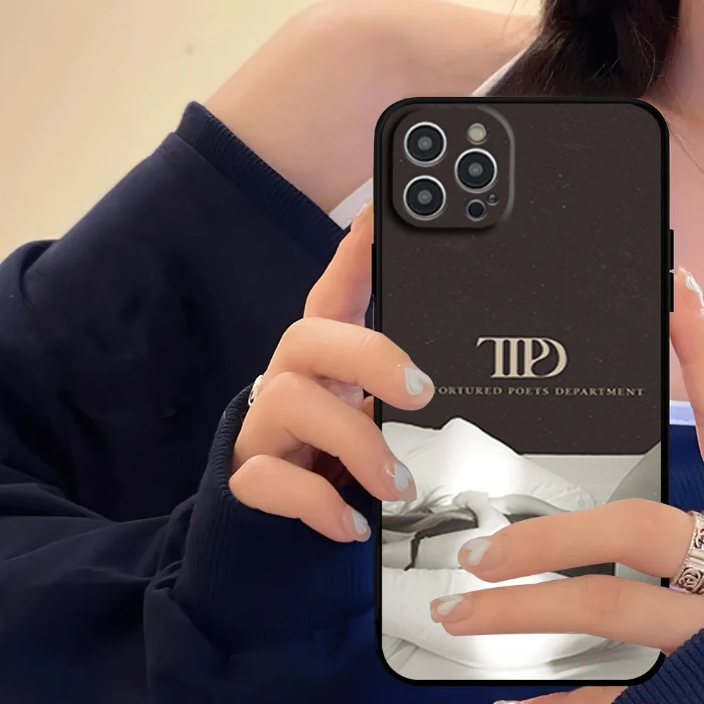 thumbnail image 1 of Funda para teléfono Singer T-Taylor S-SwiftS TTPD para iPhone 16 11 12 13 14 15 Pro Max Plus, carcasa blanda negra, 1 of 4