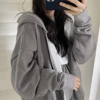 Korean Fashion Zipper Hood Sweatshirt Women Autumn Long Sleeve Tops Casual Y2K Hoodies Streetwear Harajuku Loose Jackets Coats - Image 6