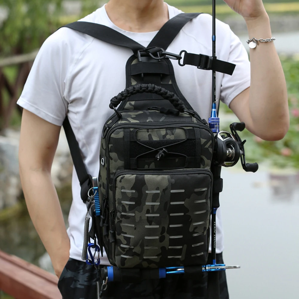 Multifunctional Fishing Tackle Bag Fish Lure Bait Storage Pack Waterproof  Single Shoulder Messenger Bag Backpack