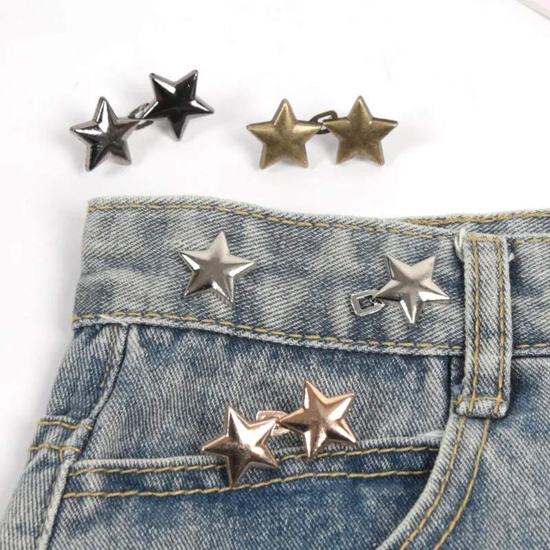 1 Pair Fashion Lazy Person Adjustable Seamless Invisible Waist Buckle Jeans Waist Tightening Tool Cute Clothing Accessories