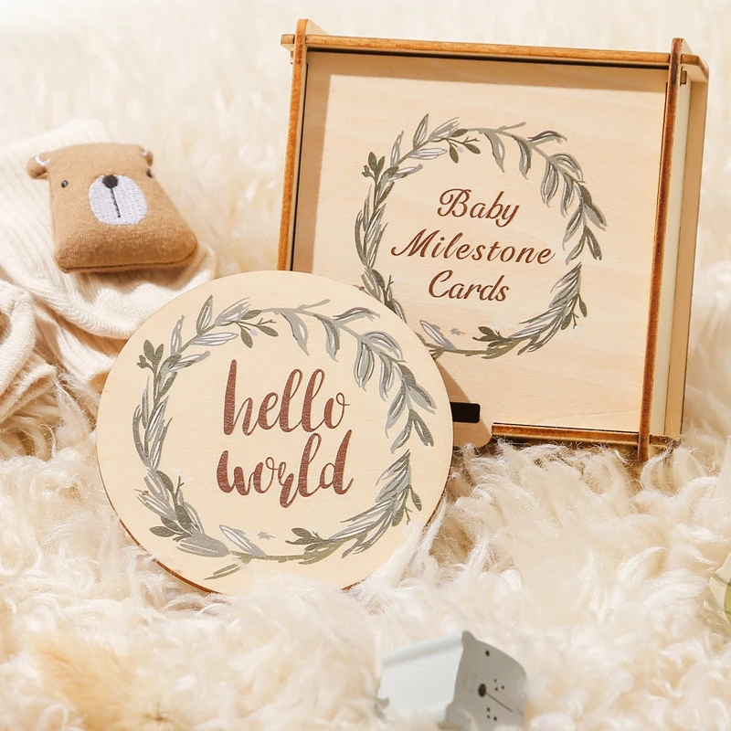 

Baby Wooden Eucalyptus Milestone Growth Commemoration Shooting Props Baby Photography Prop for Baby Milestone New Born Items