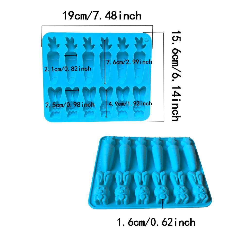 1pc Creative 12-Hole Radish and Rabbit Shaped Silicone Mold for 3D Chocolate, Pudding, ... - SKU RSSM1657 - UGI Packaging