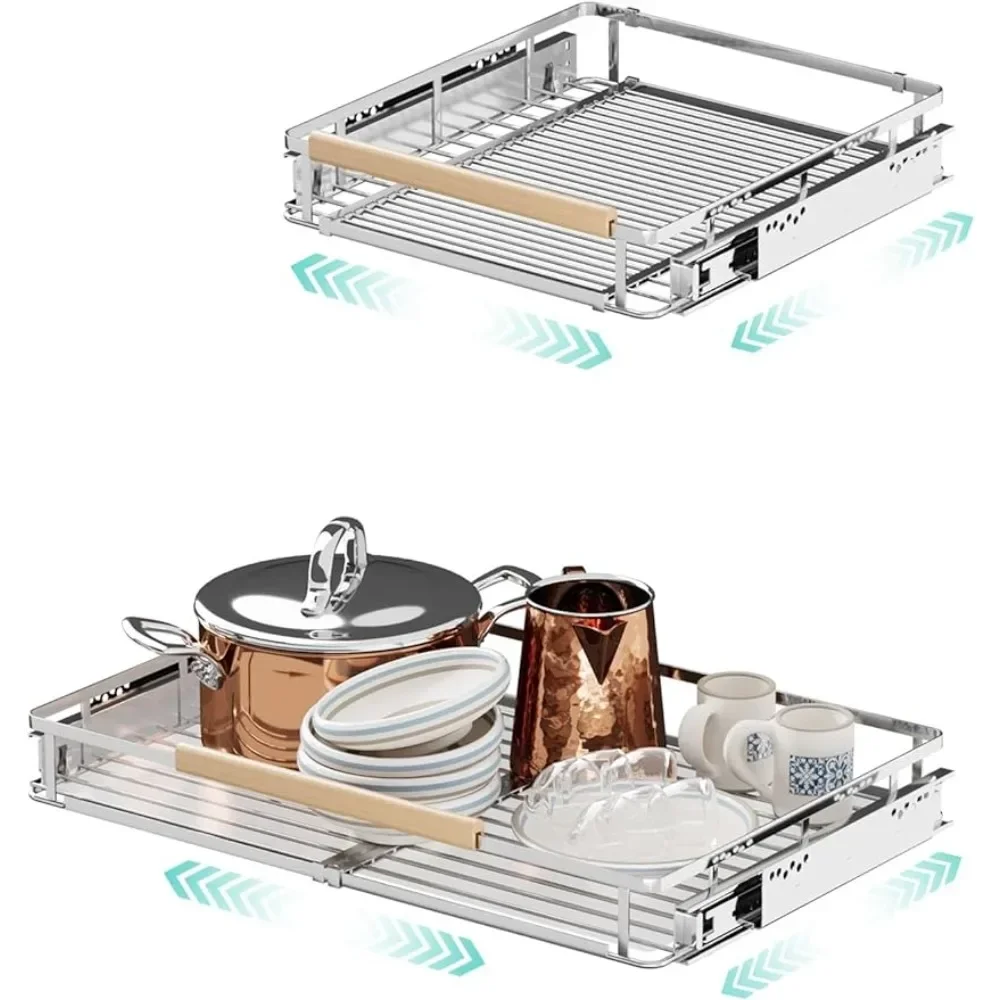 2Pack Expandable Pull Out Cabinet Organizer Closet Organizers 16.3~26.3''W x 17.3''D storage