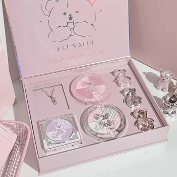 Set di Trucco ART VALUE 7 Pezzi Include 3 Colori di Rossetto Opaco, 1 Cipria Compatta, 1 Blush, 1 Palette Occhi, 1 Collana Set di Bellezza