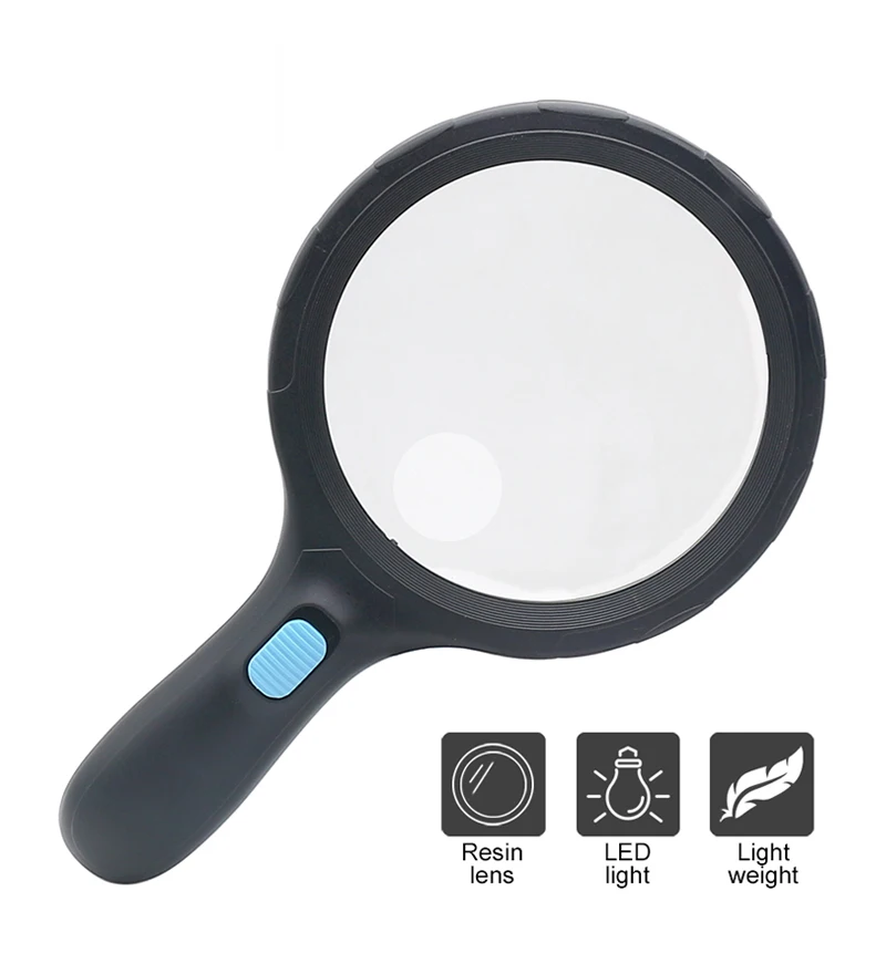 Extra Large Lens Handheld Magnifier Illuminated Magnifying Glass with 10 pieces / 12 pieces LED
