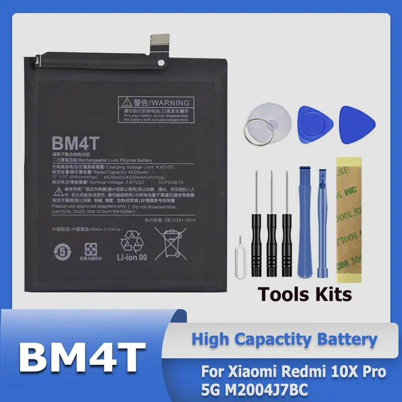 

XDOU High Quality BM4T BM52 Battery For Xiaomi Redmi Note CC9 10 10X Lite Pro 5G M2004J7BC + Kit Tools