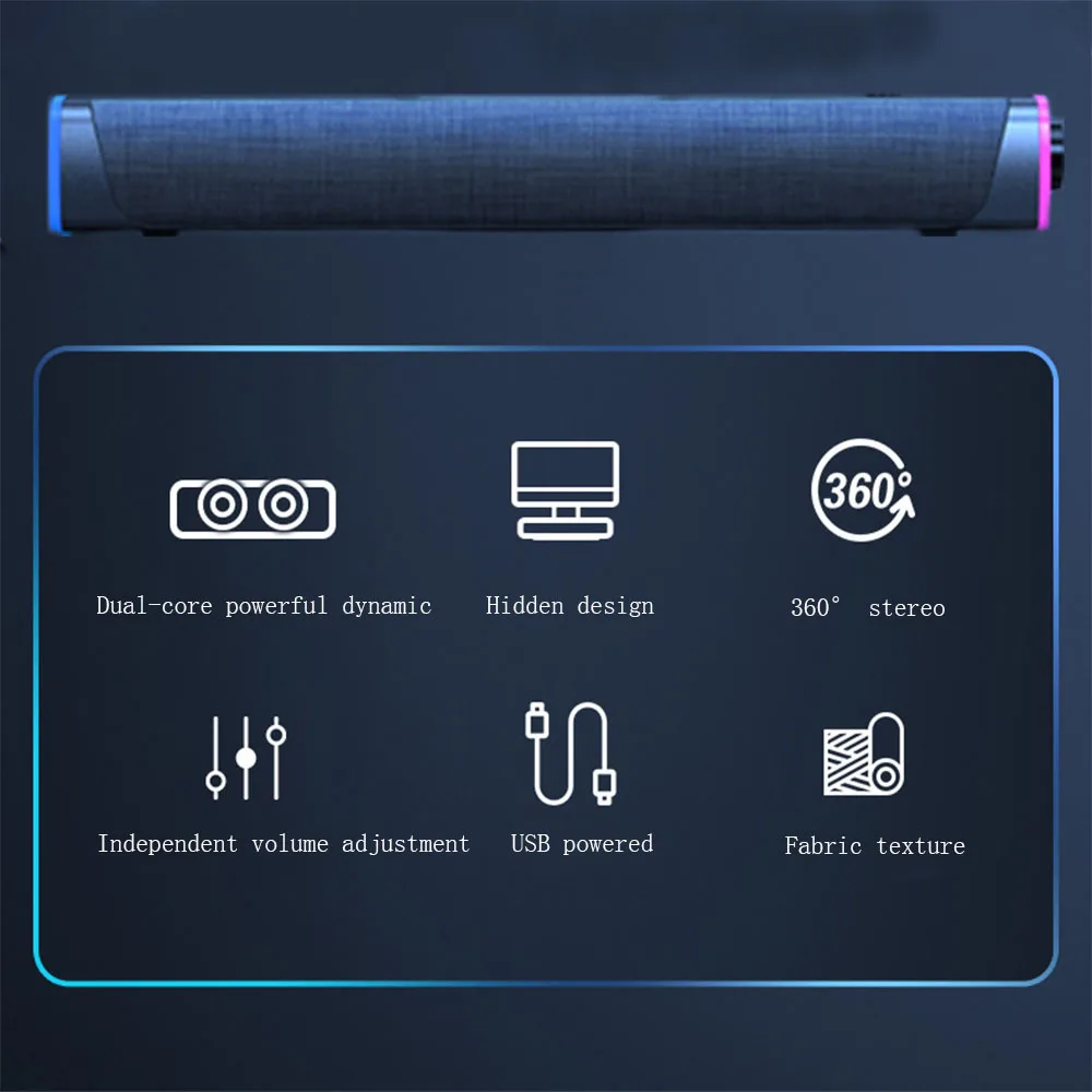 Computer Speaker 4D Wired Bluetooth 5.0 Bar Stereo Sound Subwoofer Surround for Macbook Laptop Notebook PC computer speaker