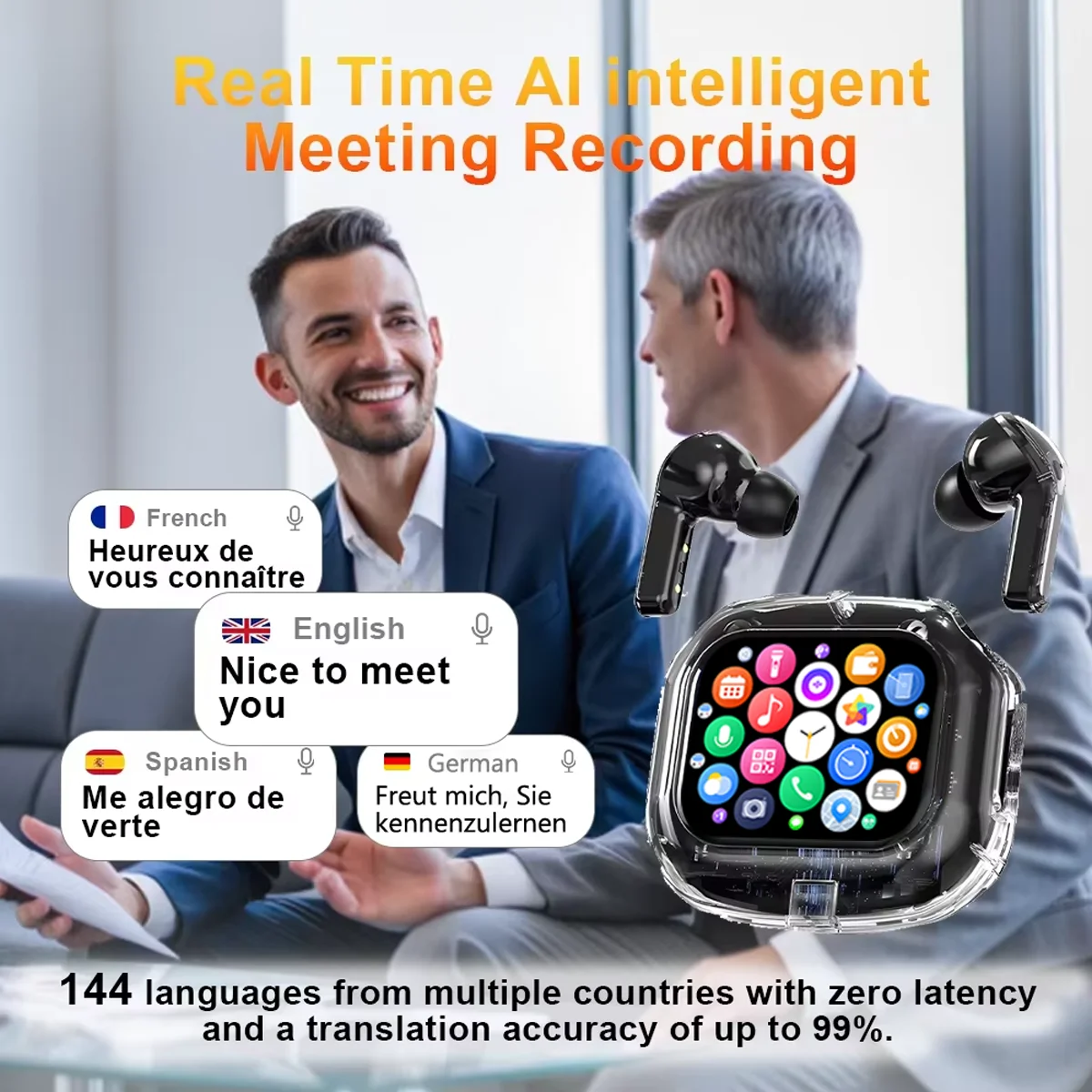 Wireless Bluetooth Headphones with Real Time Translation
