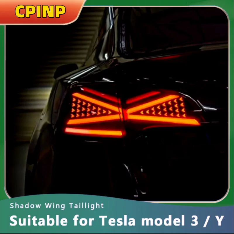 Gruppo Fanale Posteriore Per Tesla Model 3 Y Modificato Shadow Wing Scanning Streamer Fanale Posteriore A Led