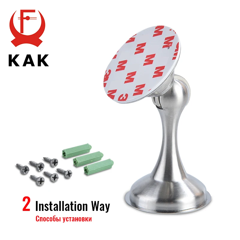 Magnetic door stopper 304 stainless steel nail-free sticker silver door stop catch wall mounting hardware