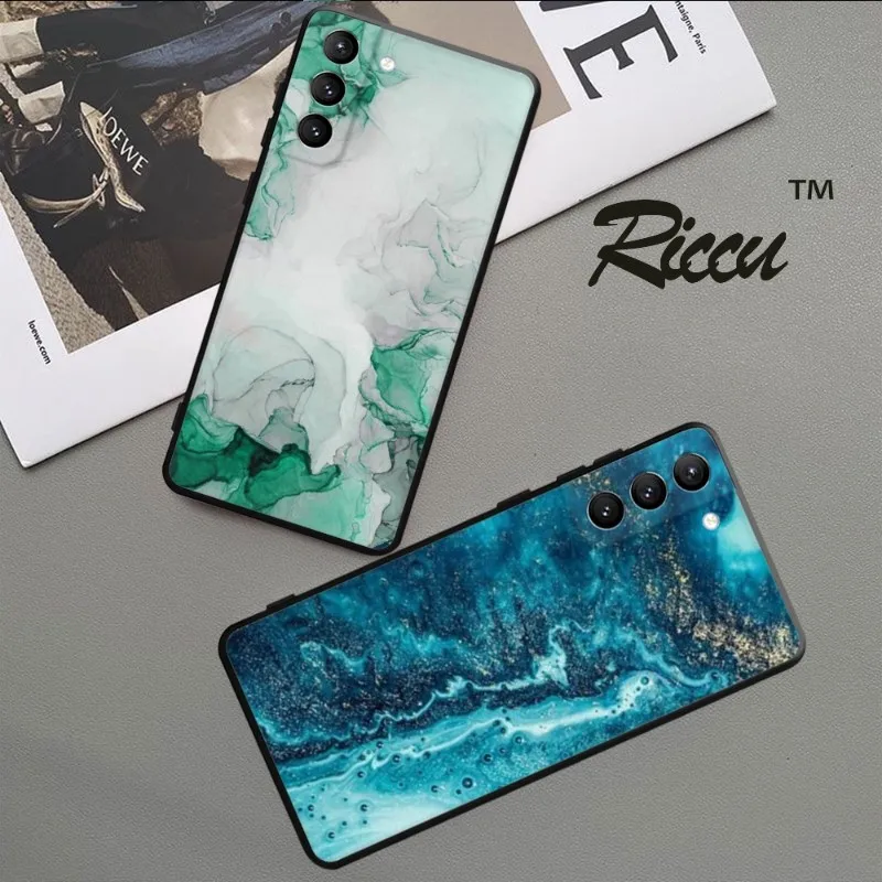 Green Marble Jade Stone Pattern Phone Case For Samsung Galaxy S22 S21 S20 Fe Ultra S10 S9 Plus S10E Note 20Ultra 10Plus Cover