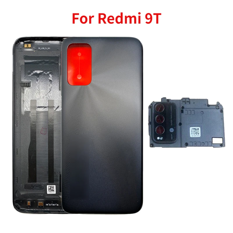 New Back Cover For Xiaomi Redmi 9T Battery Cover Rear Door Housing Case with Camera Frame lens+Side Buttons Replacement Parts battery cover rear door back case housing for xiaomi redmi k30 pro battery cover with logo replacement parts