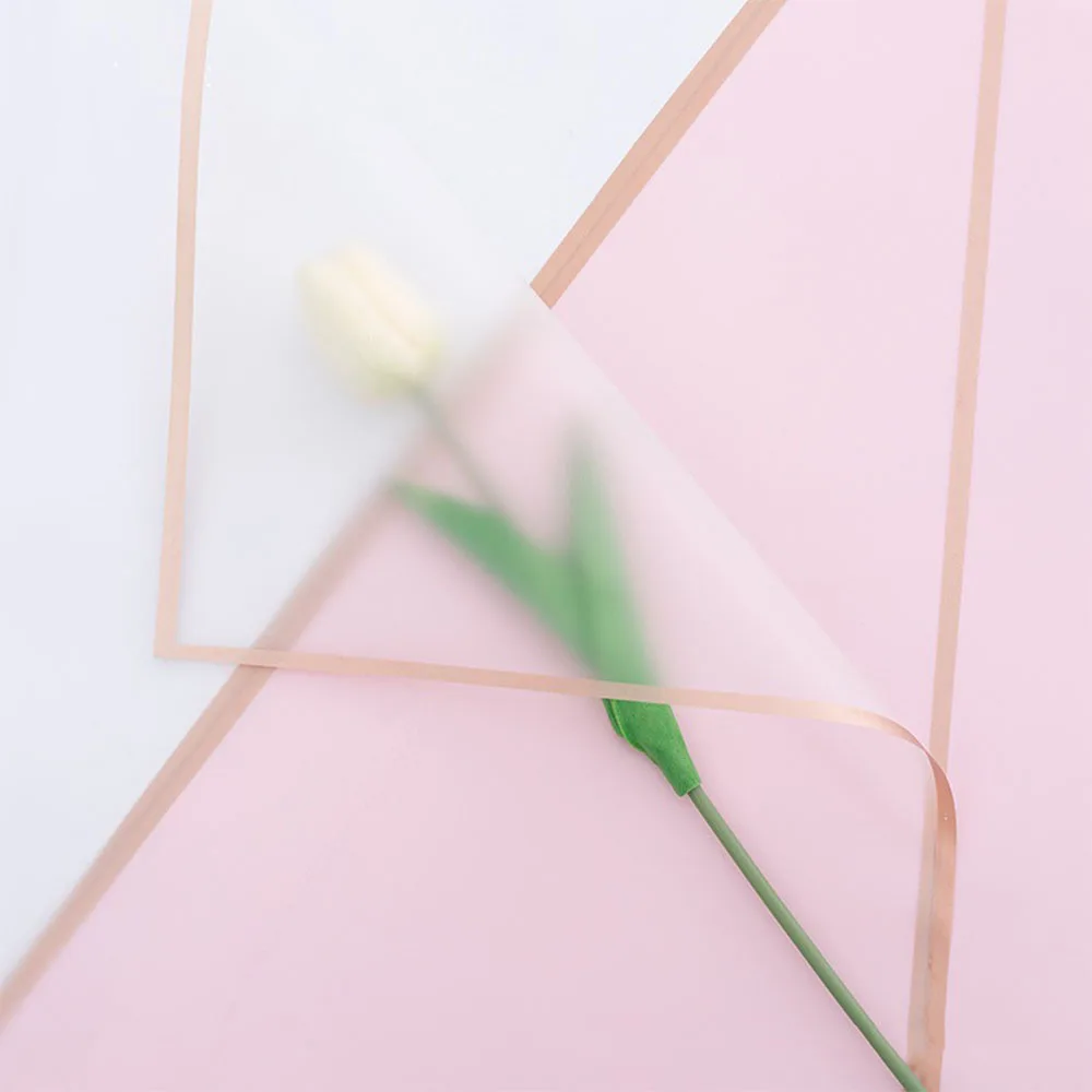 10 Sheets Flower Wrapping Paper with Golden Edges Waterproof Bouquet Packaging Ideal for DIY Weddings Birthdays Presents Package