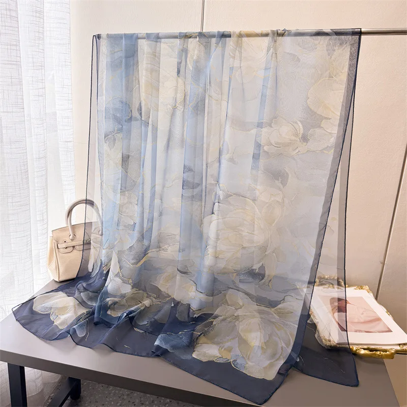 Nuovo 185*120 cm Donne Sottile Grande Sciarpa Primavera Autunno Estate Elegante Viaggio Wrap Morbido Stampa Scialle Lungo Echarpe Hijab 2025 Bandane 4