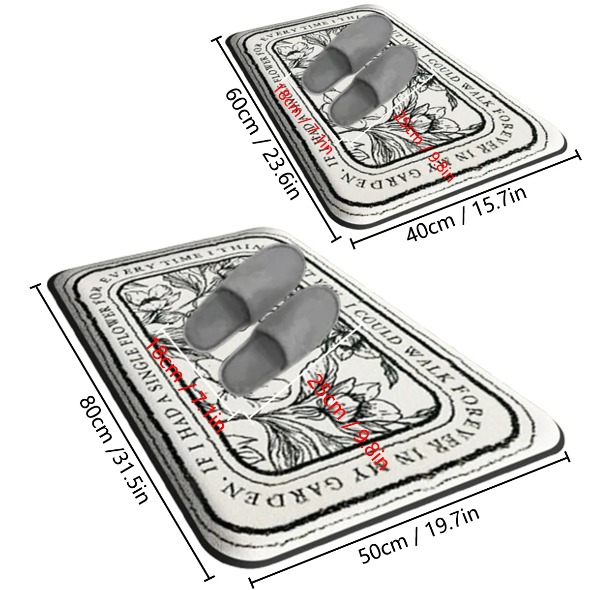 European style floor mat bathroom mat absorbent bathroom mat bathroom floor mat bath mat Bathroom absorbent foot mat flannel printed shower room non-slip dirt-resistant entrance