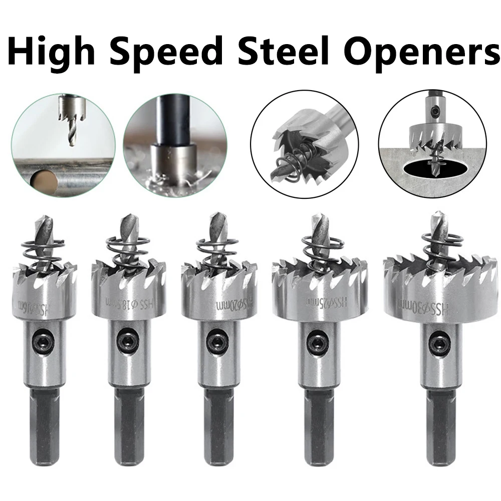 

5PCS 16-50mm HSS Hole Saw Set Drilling Depth Less Than 30mm Drill Hole Opener High Speed Steel Hole Saw Cutter For Metal Alloy